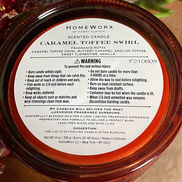 HARRY SLATKIN HOMEWORX 3-WICK CANDLE. “CARAMEL TOFFEE SWIRL. NEW & UNUSED. - Picture 4 of 4